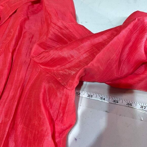 Catherines Maggie Barnes Women's Linen Blend Open Front Jacket Red Pink Size 5X - Picture 8 of 10